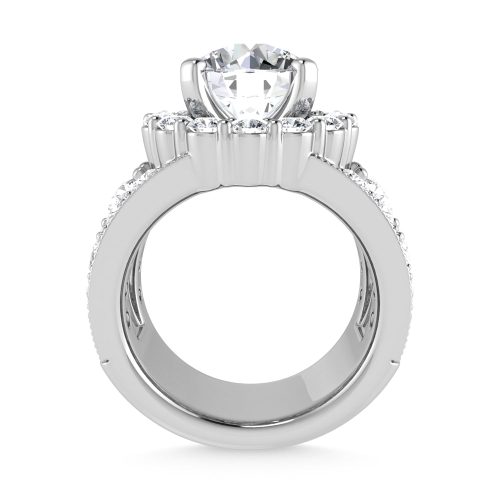 14K  White Gold Lab Grown Diamond 6 Ct.Tw.( 3 ct Center) Engagement Ring