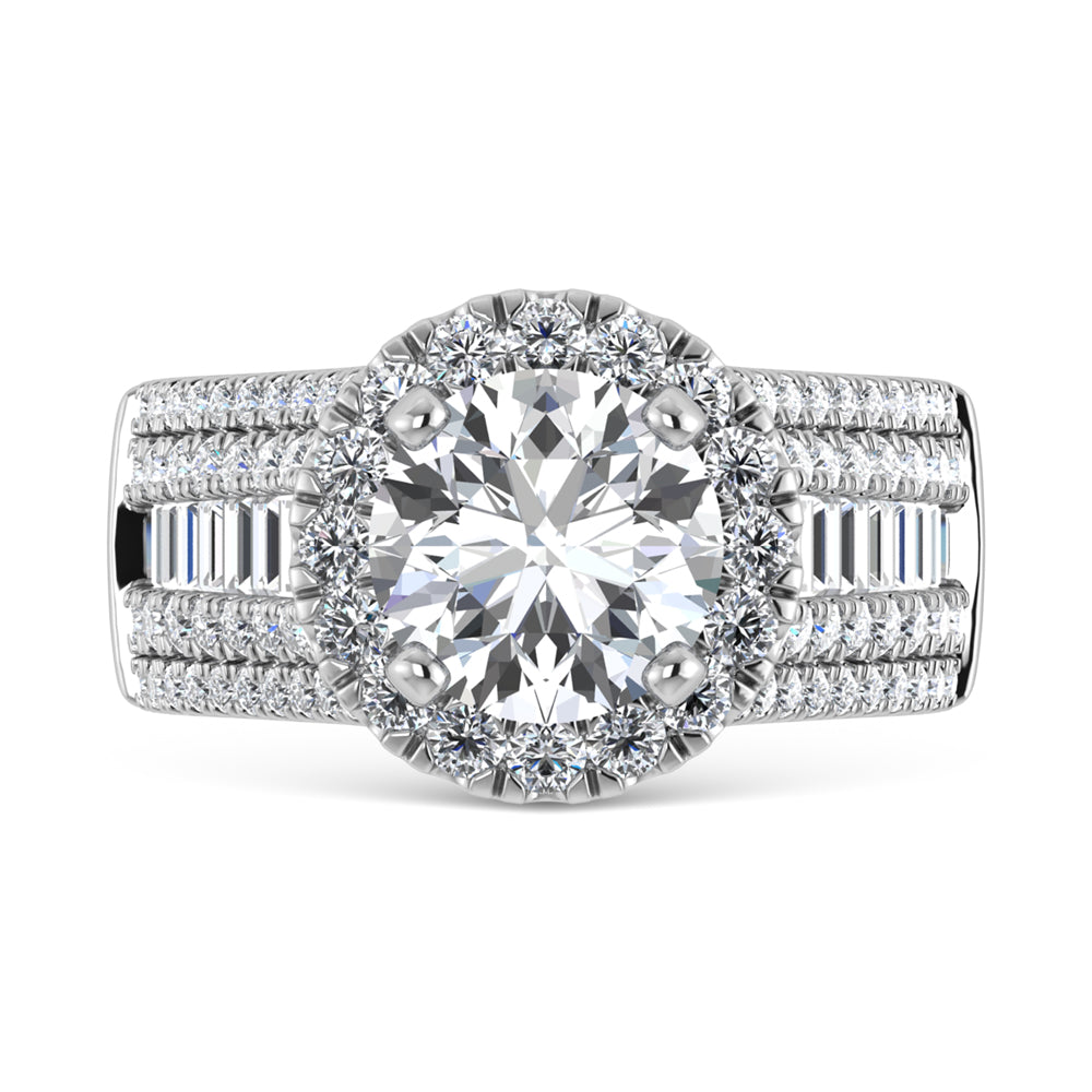 14K White Gold Lab Grown Diamond 4 ct.tw. Engagement Ring (IGI Certfied Center 2ct)