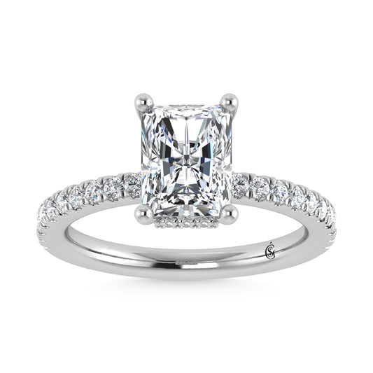 14K White Gold Lab Grown Diamond 2 3/8 Ct.Tw. Hidden Halo Engagement Ring (IGI Certified Center 2ct)