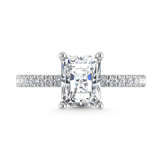 14K White Gold Lab Grown Diamond 2 3/8 Ct.Tw. Hidden Halo Engagement Ring (IGI Certified Center 2ct)