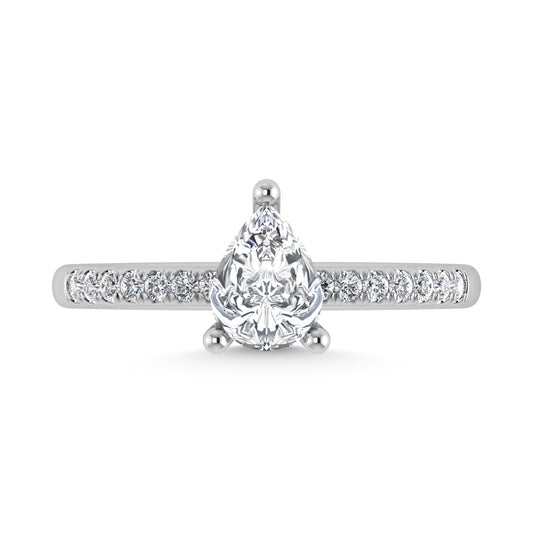 14K White Gold Lab Grown Diamond 4 1/2 Ct.Tw. Hidden Halo Engagement Ring (IGI Certified Center 4ct)