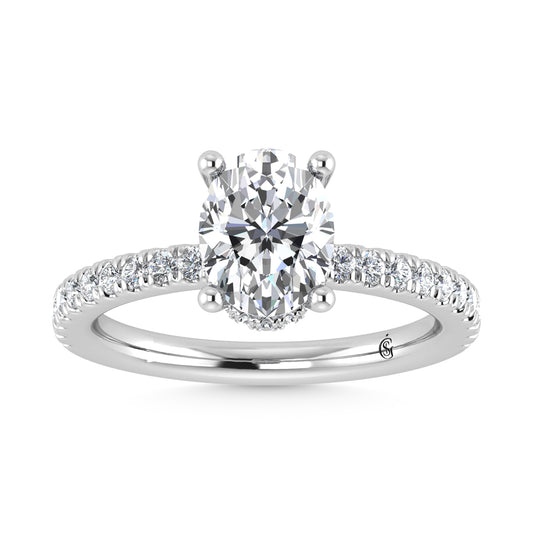 14K White Gold Lab Grown Diamond 4 1/2 Ct.Tw. Oval Shape Halo  Engagement Ring (IGI Certified Center 5ct)