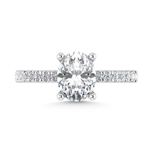 14K White Gold Lab Grown Diamond 4 1/2 Ct.Tw. Oval Shape Halo  Engagement Ring (IGI Certified Center 5ct)