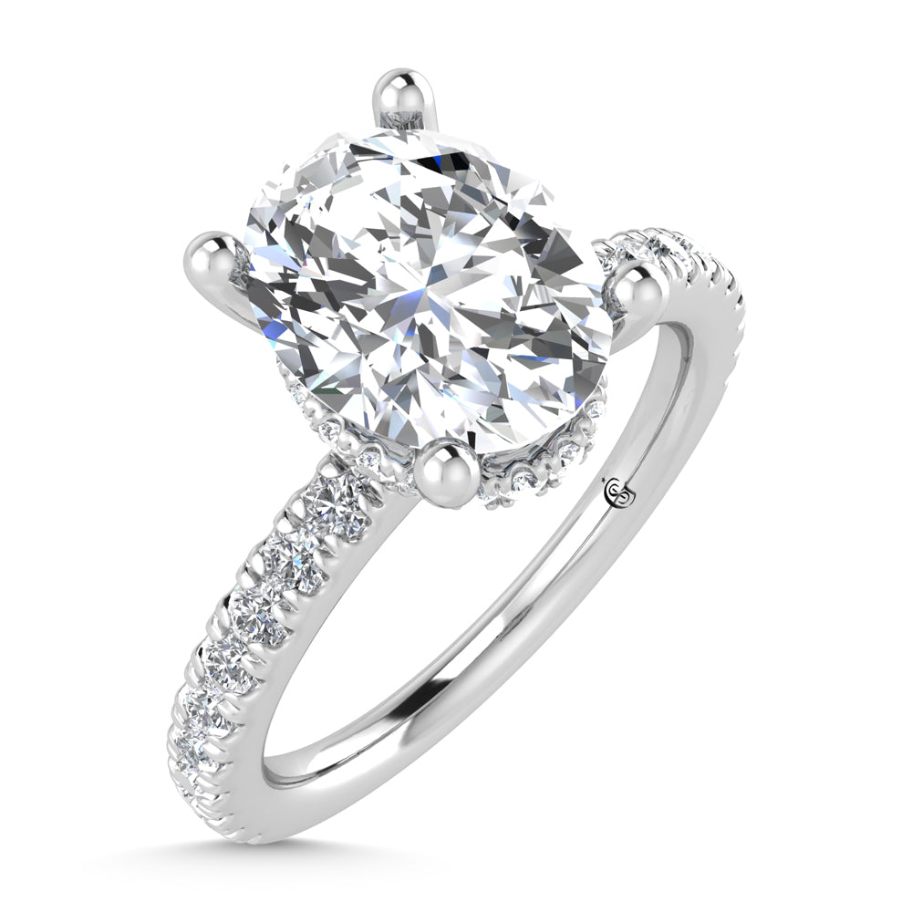 14K White Gold Lab Grown Diamond 4 1/2 Ct.Tw. Oval Shape Halo  Engagement Ring (IGI Certified Center 5ct)