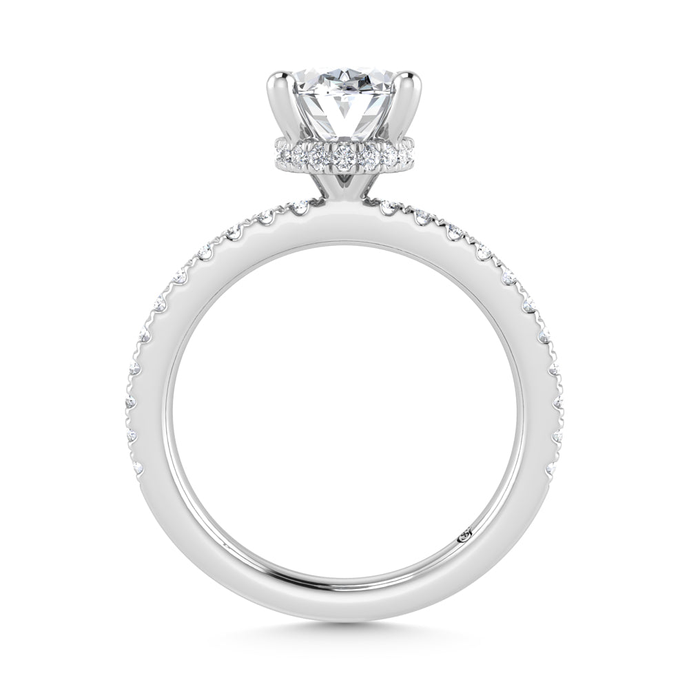 14K White Gold Lab Grown Diamond 4 1/2 Ct.Tw. Oval Shape Halo  Engagement Ring (IGI Certified Center 5ct)