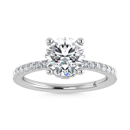 14K White Gold Lab Grown Diamond 4 1/2 Ct.Tw. Round Shape Halo  Engagement Ring (IGI Certified Center 5ct)