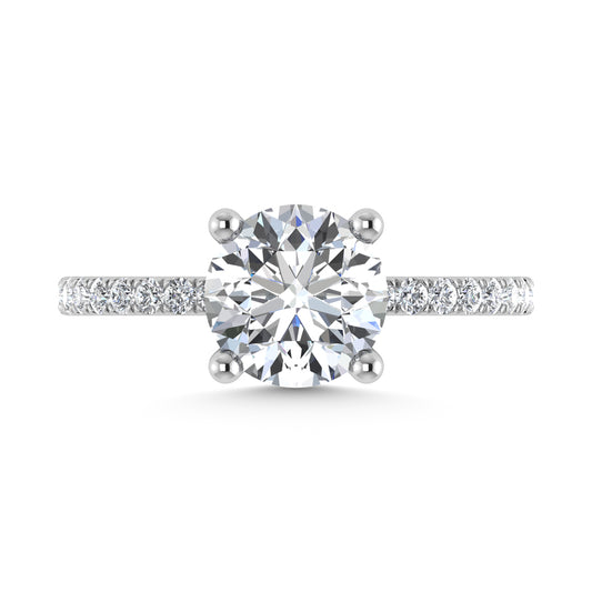 14K White Gold Lab Grown Diamond 4 1/2 Ct.Tw. Round Shape Halo  Engagement Ring (IGI Certified Center 5ct)
