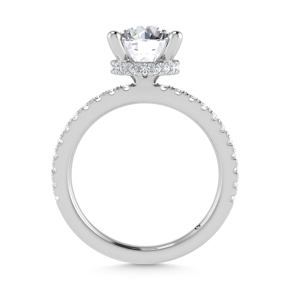 14K White Gold Lab Grown Diamond 4 1/2 Ct.Tw. Round Shape Halo  Engagement Ring (IGI Certified Center 5ct)