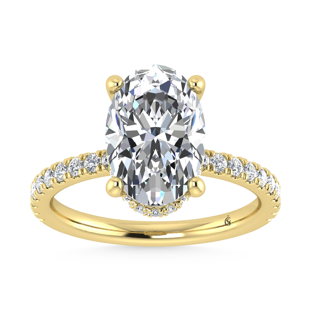 14K Yellow Gold Lab Grown Diamond 4 1/2 Ct.Tw. Oval Shape Halo  Engagement Ring (IGI Certified Center 4ct)