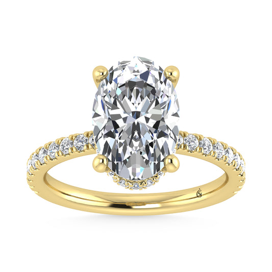 14K Yellow Gold Lab Grown Diamond 4 1/2 Ct.Tw. Oval Shape Halo  Engagement Ring (IGI Certified Center 4ct)