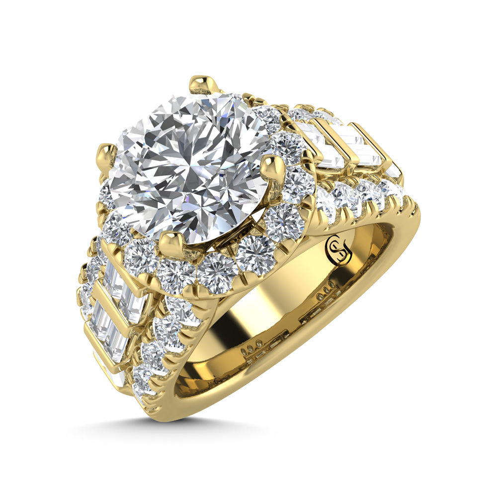 14K Yellow Gold Lab Grown Diamond 4 ct.tw. Round Shape Engagement Ring (IGI Certified Center 2ct)