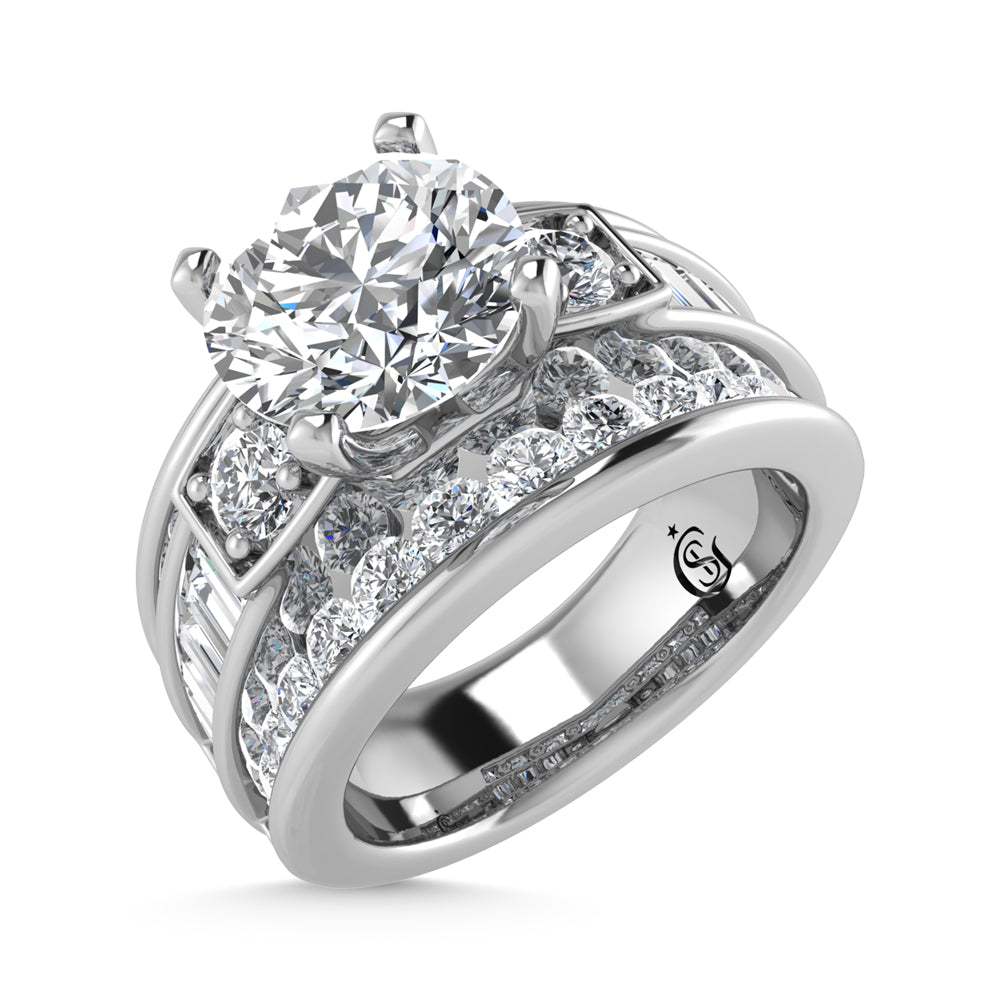 14K White Gold Lab Grown Diamond 5 ct.tw. Round Shape Engagement Ring (IGI Certified Center 3ct)