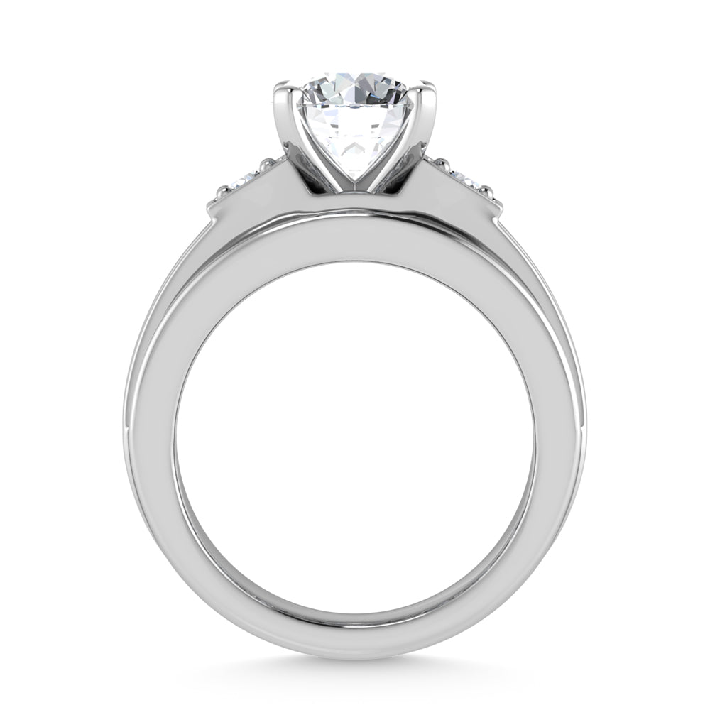 14K White Gold Lab Grown Diamond 5 ct.tw. Round Shape Engagement Ring (IGI Certified Center 3ct)