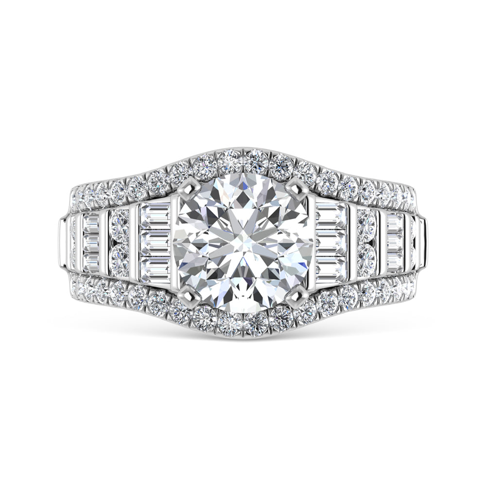 14K White Gold Lab Grown Diamond 4 1/4 ct.tw. Round Shape Engagement Ring (IGI Certified Center 3ct)