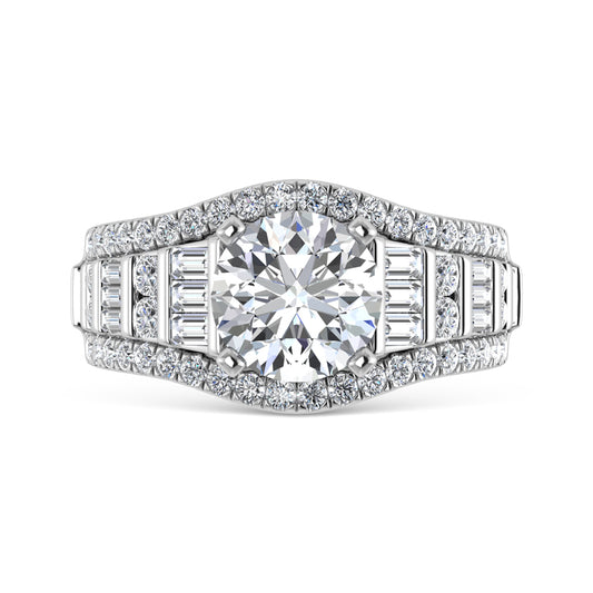 14K White Gold Lab Grown Diamond 4 1/4 ct.tw. Round Shape Engagement Ring (IGI Certified Center 3ct)