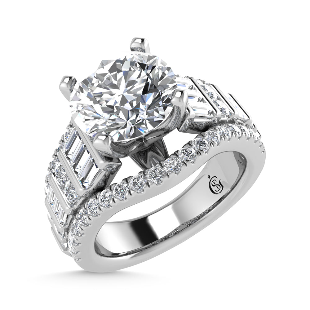 14K White Gold Lab Grown Diamond 4 1/4 ct.tw. Round Shape Engagement Ring (IGI Certified Center 3ct)