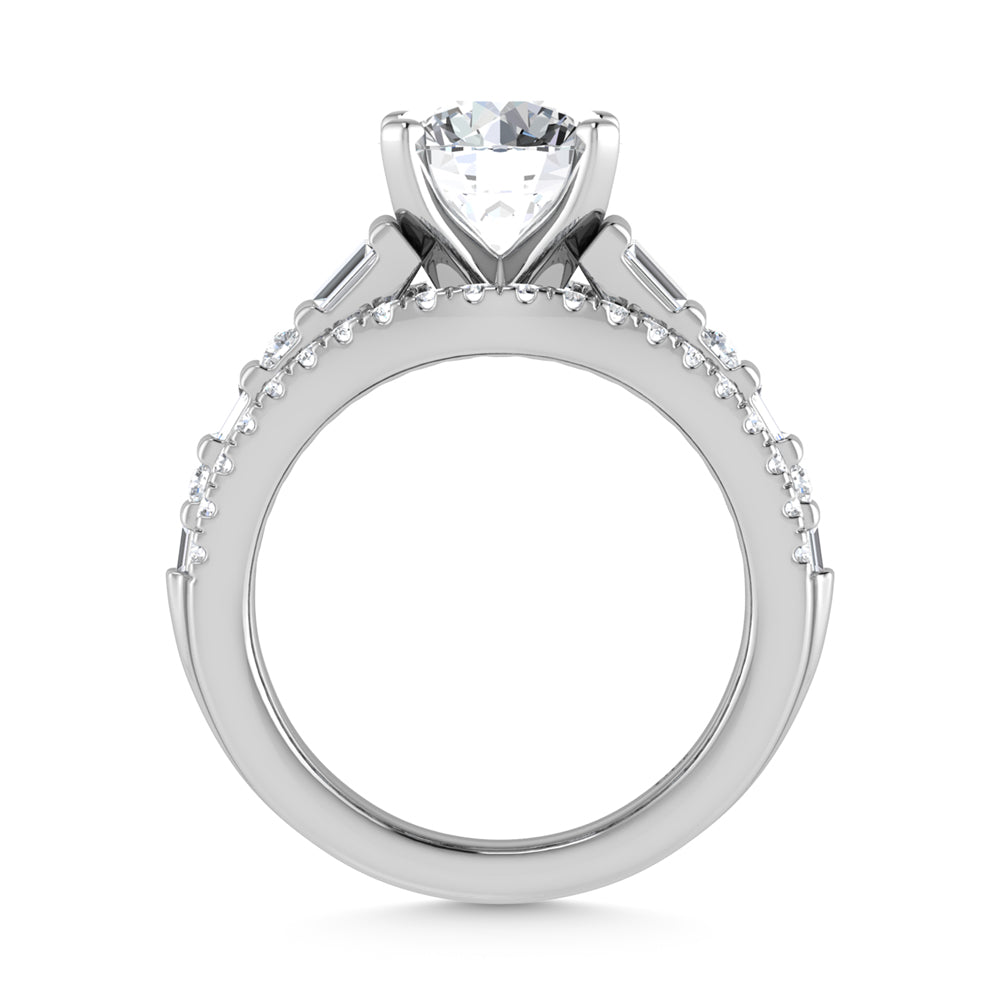 14K White Gold Lab Grown Diamond 4 1/4 ct.tw. Round Shape Engagement Ring (IGI Certified Center 3ct)