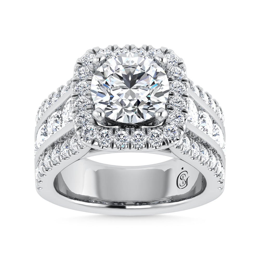 14K White Gold Lab Grown Diamond 5 1/2 ct.tw. Round Shape Engagement Ring (IGI Certified Center 3ct)