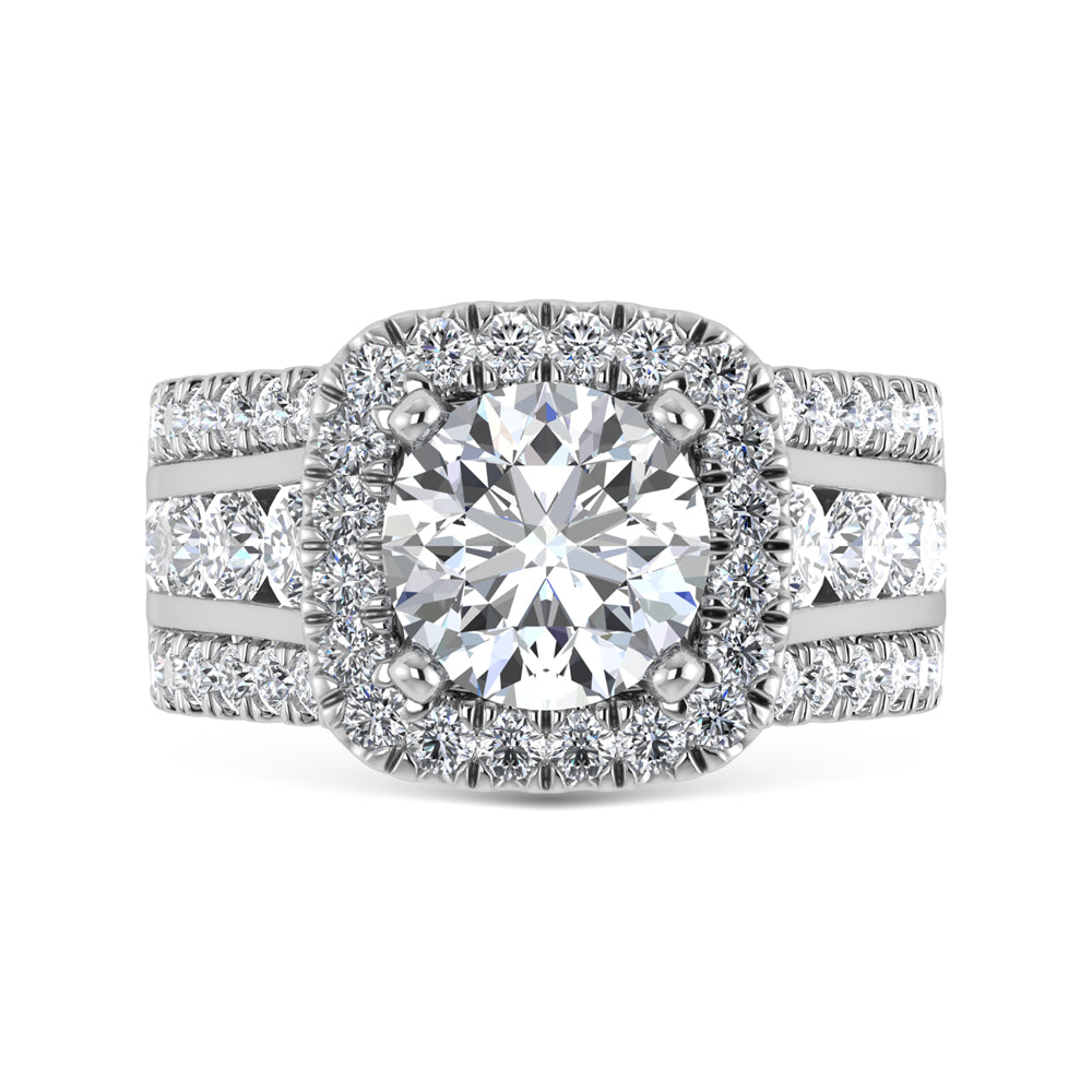 14K White Gold Lab Grown Diamond 5 1/2 ct.tw. Round Shape Engagement Ring (IGI Certified Center 3ct)