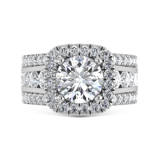 14K White Gold Lab Grown Diamond 5 1/2 ct.tw. Round Shape Engagement Ring (IGI Certified Center 3ct)