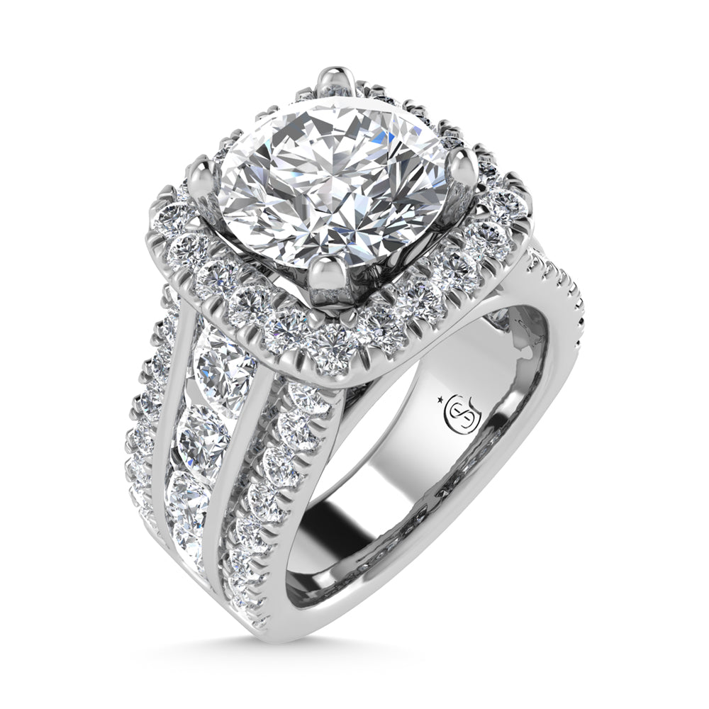 14K White Gold Lab Grown Diamond 5 1/2 ct.tw. Round Shape Engagement Ring (IGI Certified Center 3ct)