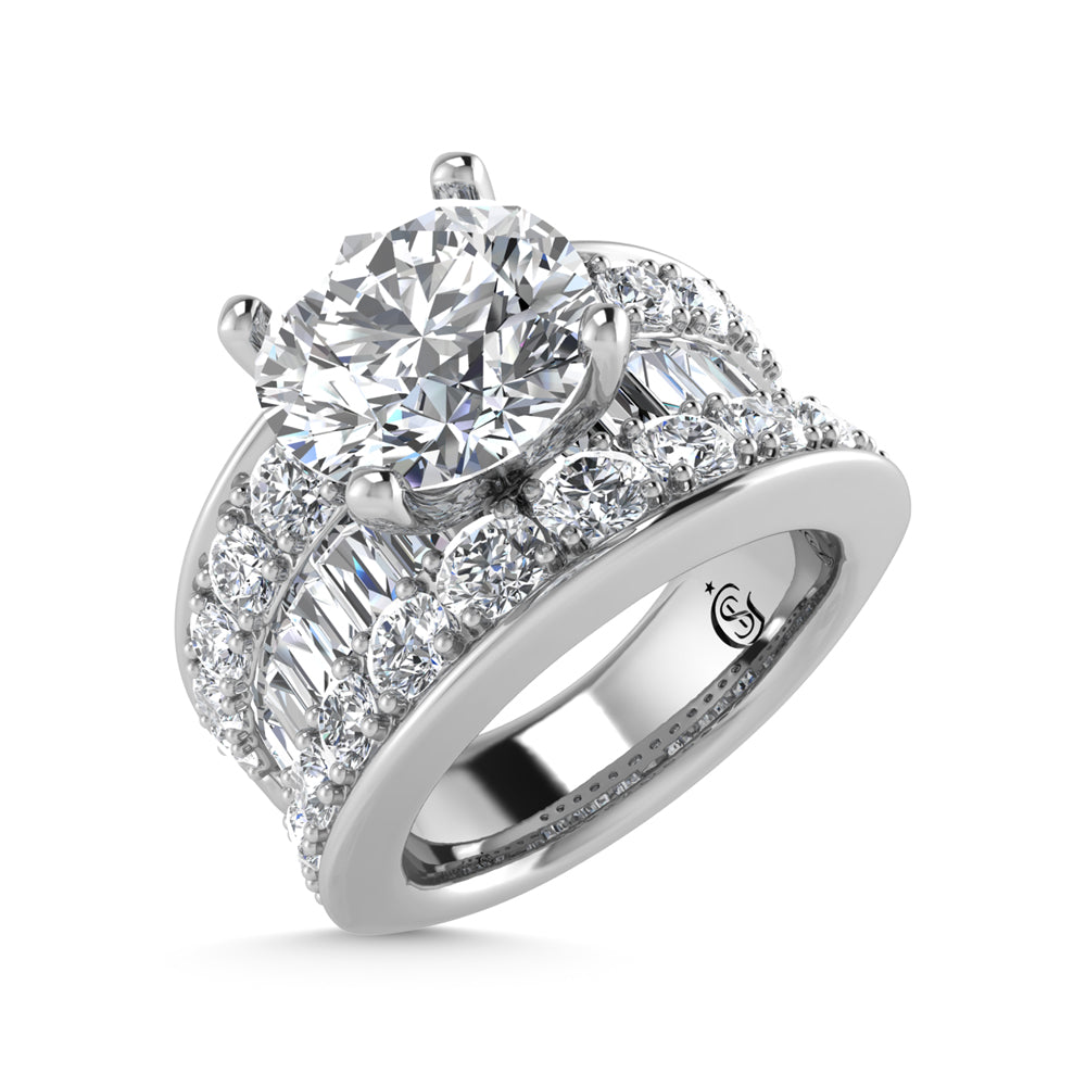 14K White Gold Lab Grown Diamond 5 7/8 ct.tw. Round Shape Engagement Ring (IGI Certified Center 3ct)