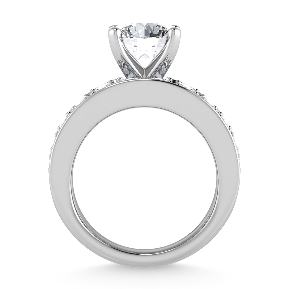 14K White Gold Lab Grown Diamond 5 7/8 ct.tw. Round Shape Engagement Ring (IGI Certified Center 3ct)