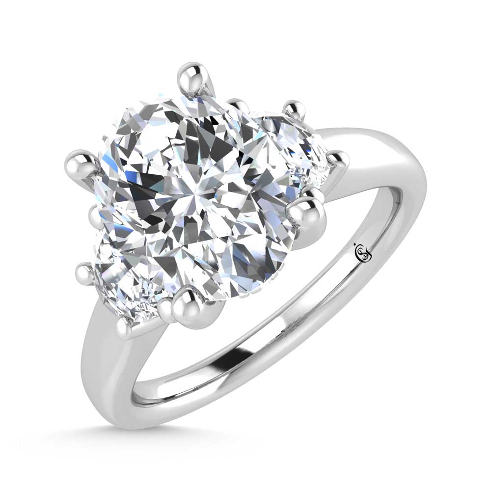 14K White Gold Lab Grown Diamond 3 1/2 Ct.Tw. Oval Shape Engagement Ring