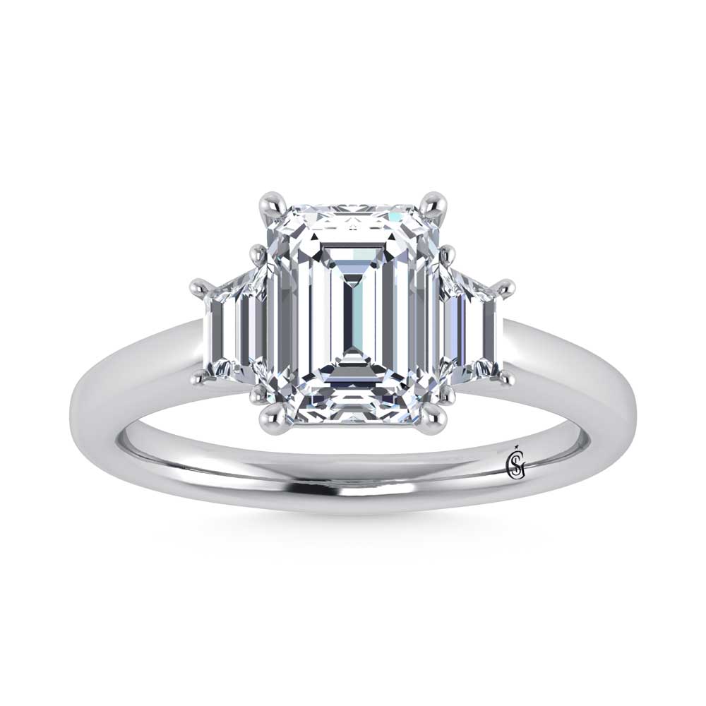 14K White Gold Lab Grown Diamond 3 1/2 Ct.Tw. Emerald Shape Engagement Ring