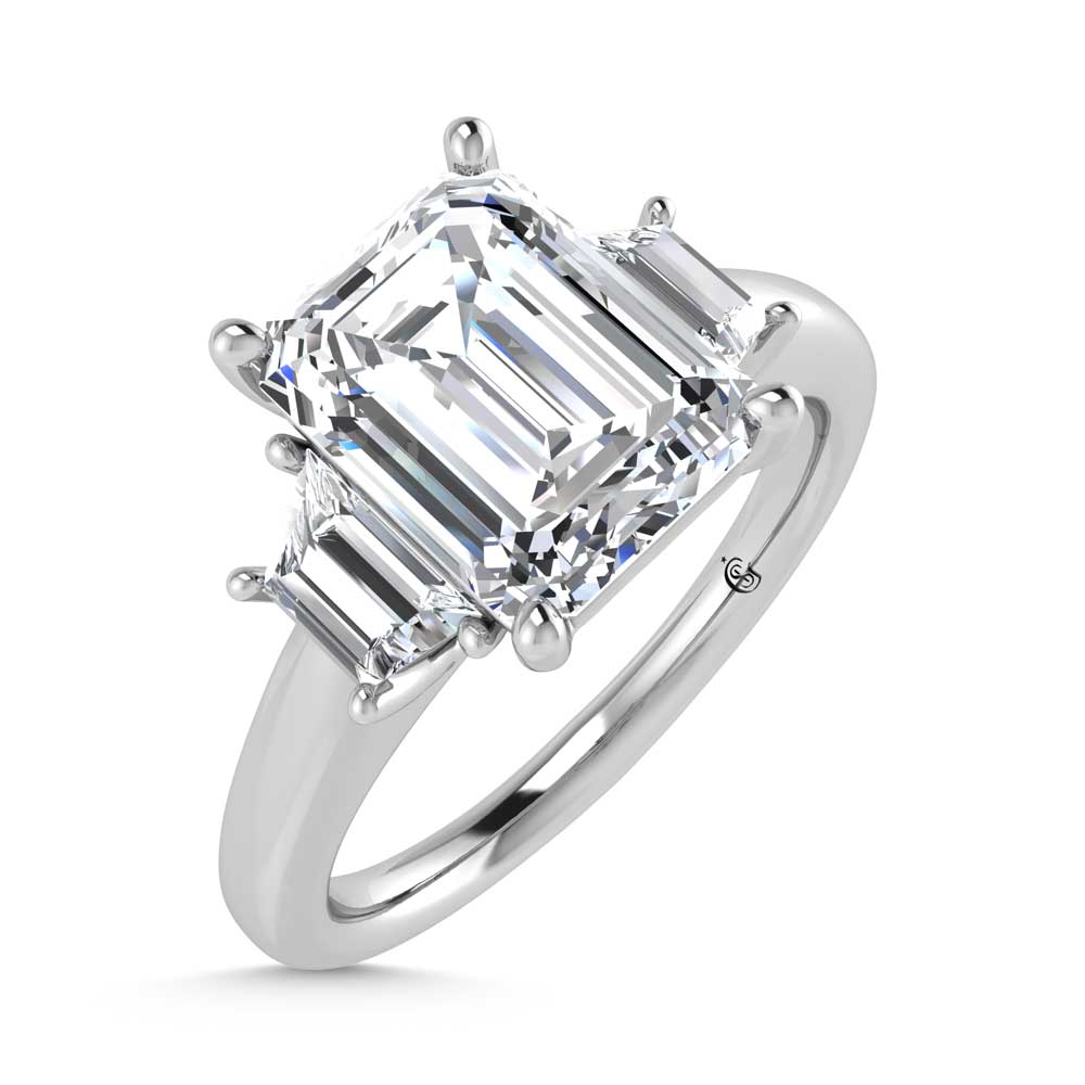 14K White Gold Lab Grown Diamond 3 1/2 Ct.Tw. Emerald Shape Engagement Ring