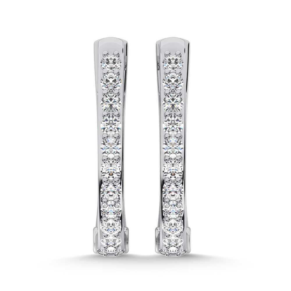 10K White Gold Lab Grown Diamond 1/5 Ct.Tw. Hoop Earrings