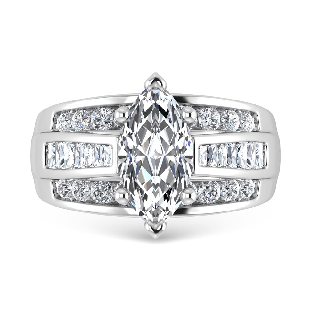 10K White Gold Lab Grown Diamond 1 3/4 ct.Tw. Marquise Shape Engagement Ring (IGI Certified Center 1ct)