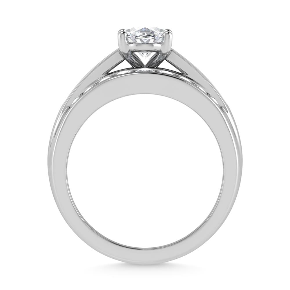 10K White Gold Lab Grown Diamond 1 3/4 ct.Tw. Oval Shape Engagement Ring (IGI Certified Center 1ct)
