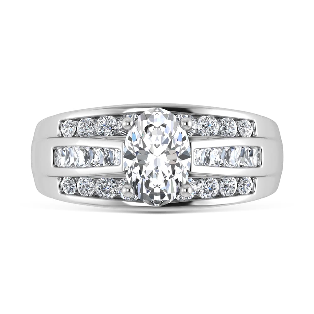 10K White Gold Lab Grown Diamond 2 1/4 ct.Tw. Oval Shape Engagement Ring (IGI Certified Center 1 1/2 ct)