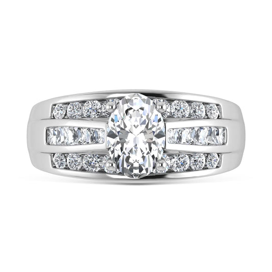 10K White Gold Lab Grown Diamond 2 1/4 ct.Tw. Oval Shape Engagement Ring (IGI Certified Center 1 1/2 ct)