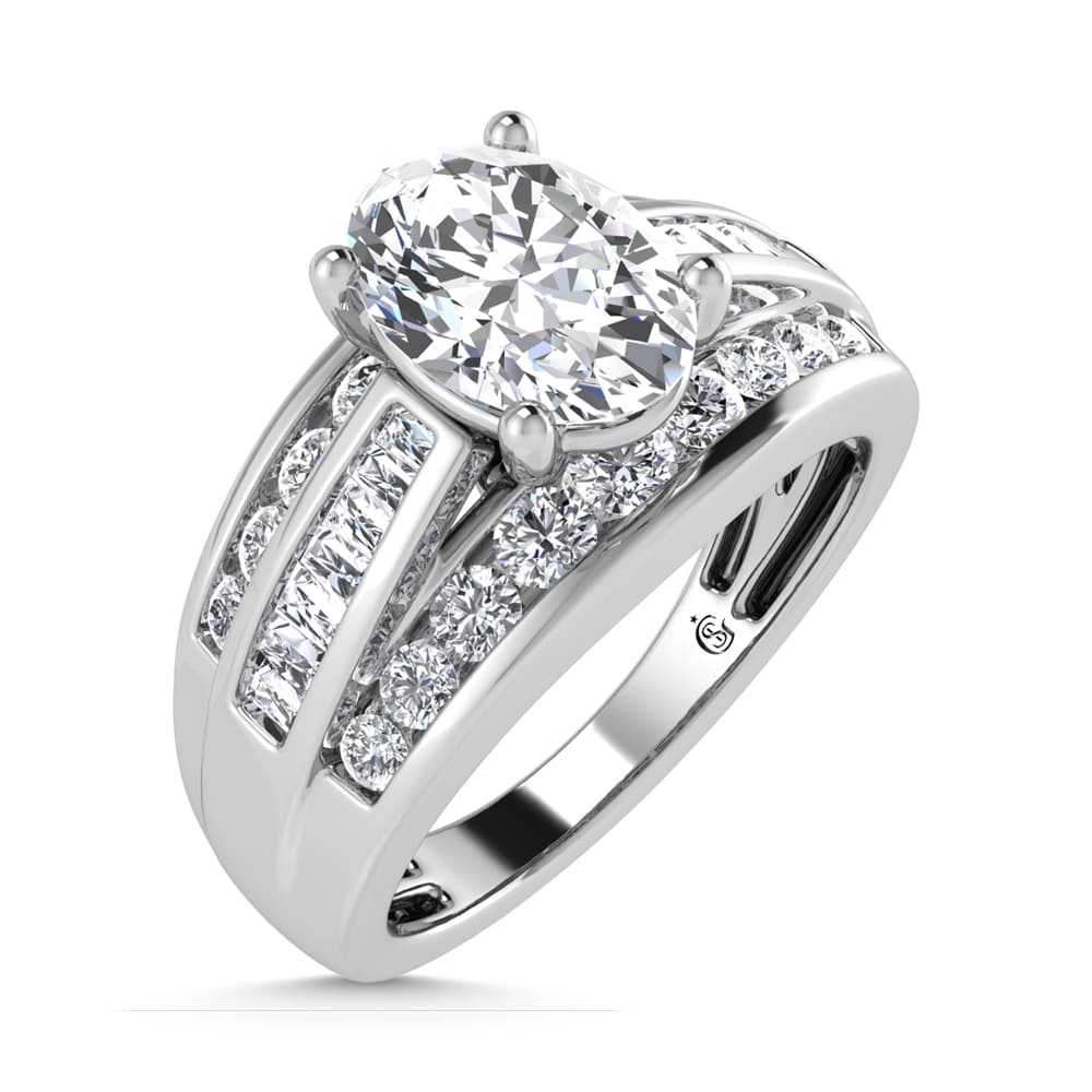 10K White Gold Lab Grown Diamond 2 1/4 ct.Tw. Oval Shape Engagement Ring (IGI Certified Center 1 1/2 ct)