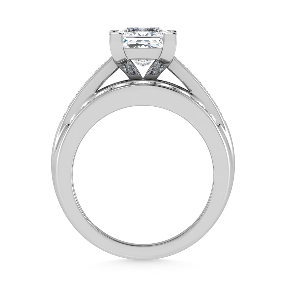 10K White Gold Lab Grown Diamond 1 3/4 ct.Tw. Princess Shape Engagement Ring (IGI Certified Center 1ct)