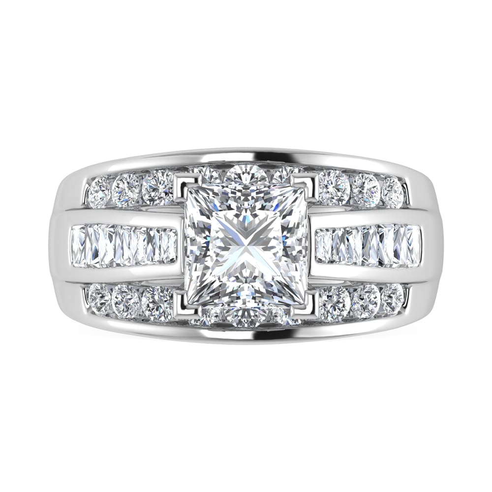 10K White Gold Lab Grown Diamond 2 1/4 ct.Tw. Princess Shape Engagement Ring (IGI Certified Center 1 1/2 ct)