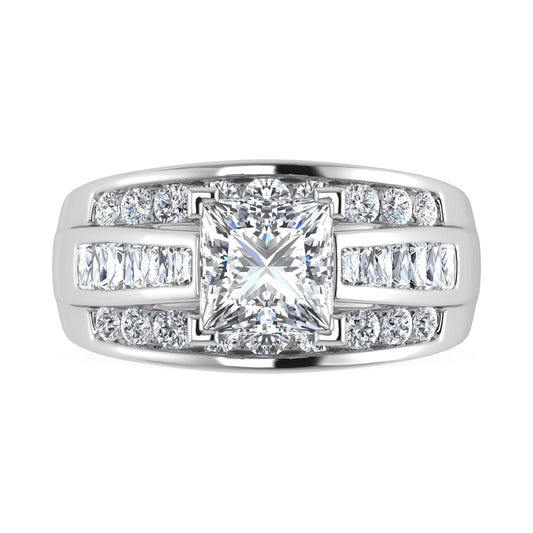 10K White Gold Lab Grown Diamond 2 1/4 ct.Tw. Princess Shape Engagement Ring (IGI Certified Center 1 1/2 ct)