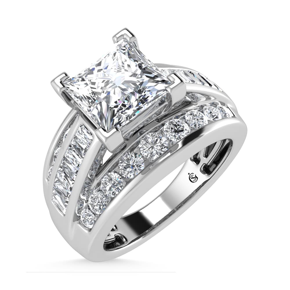 10K White Gold Lab Grown Diamond 2 1/4 ct.Tw. Princess Shape Engagement Ring (IGI Certified Center 1 1/2 ct)