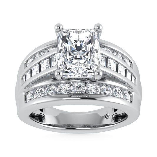 10K White Gold Lab Grown Diamond 1 3/4 ct.Tw. Radiant Shape Engagement Ring (IGI Certified Center 1ct)