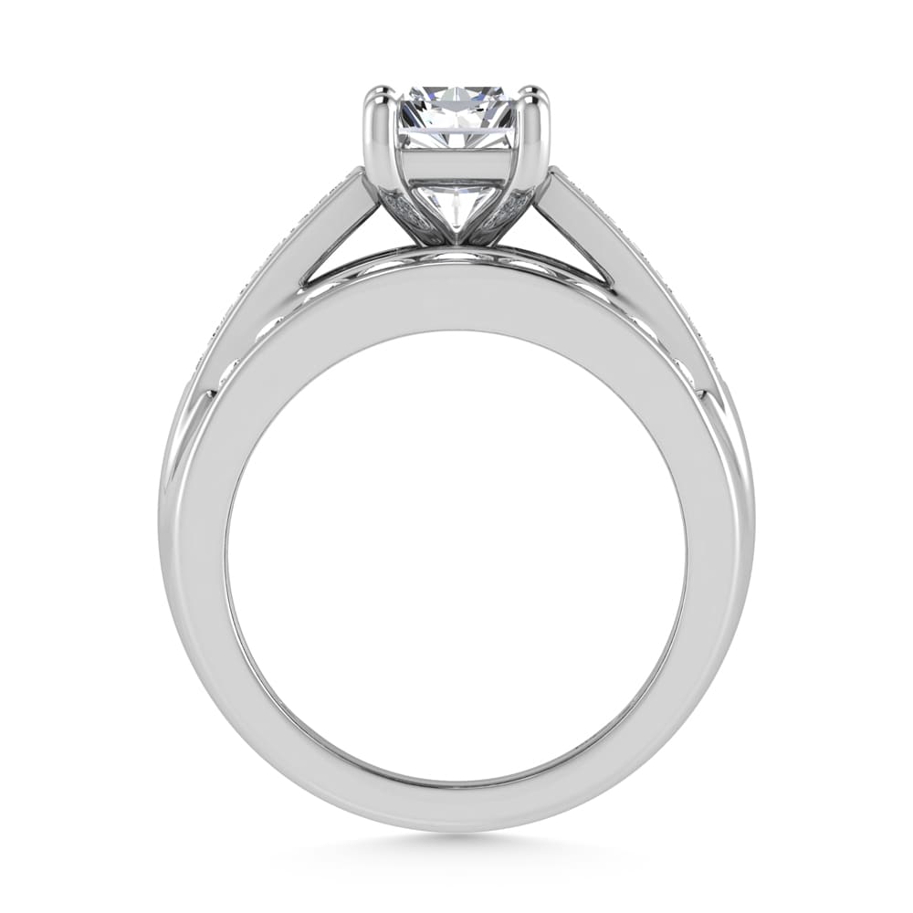 10K White Gold Lab Grown Diamond 3 7/8 ct.Tw. Radiant Shape Engagement Ring (IGI Certified Center 2ct)