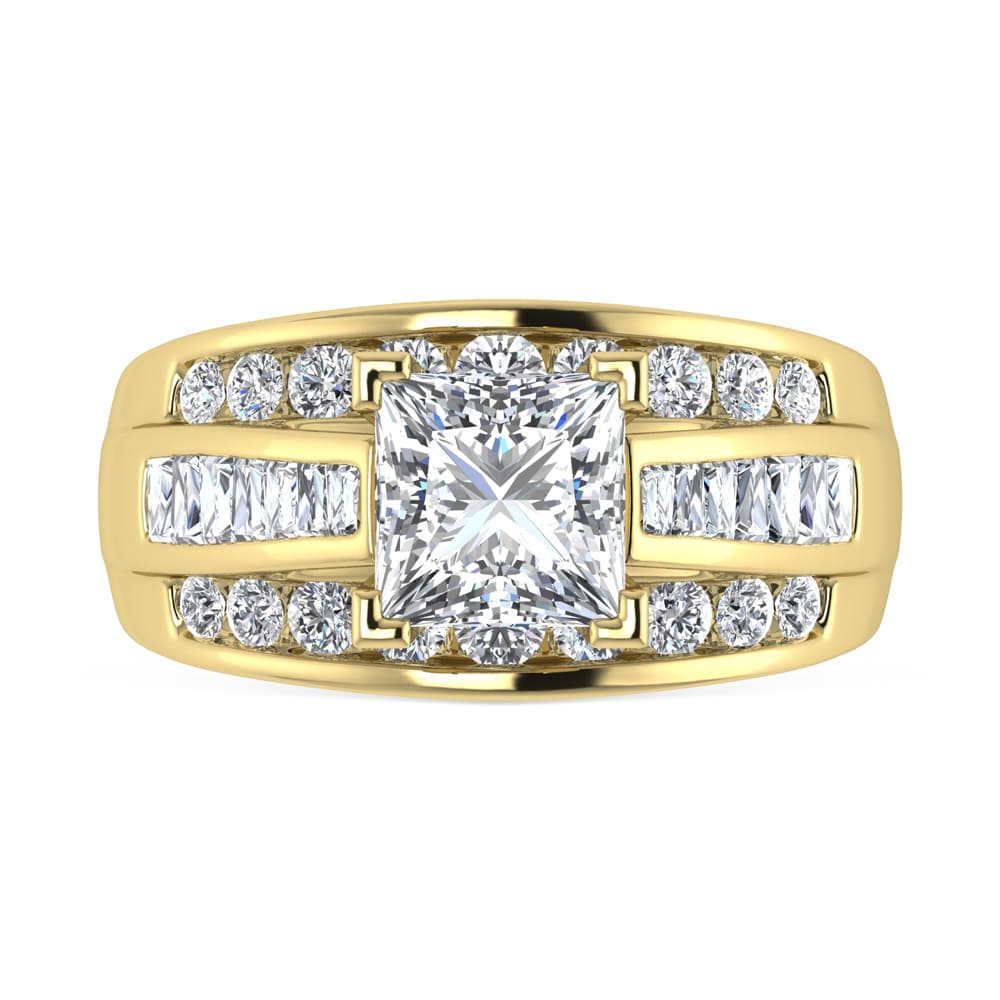 10K Yellow Gold Lab Grown Diamond 1 3/4 ct.Tw. Princess Shape Engagement Ring (IGI Certified Center 1ct)