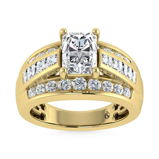 10K Yellow Gold Lab Grown Diamond 3 7/8 ct.Tw. Radiant Shape Engagement Ring (IGI Certified Center 2ct)