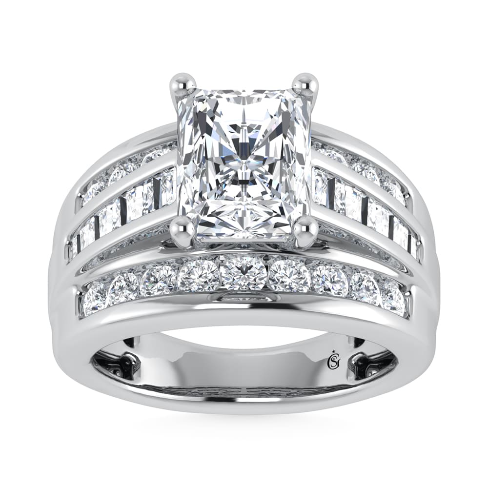14K White Gold Lab Grown Diamond 5 ct.Tw. Radiant Shape Engagement Ring (IGI Certified 4ct)
