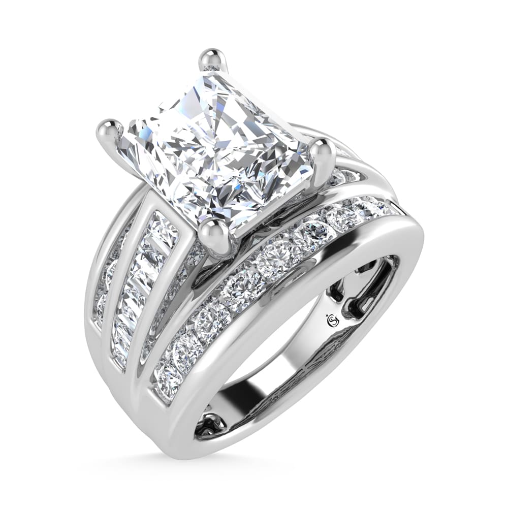 14K White Gold Lab Grown Diamond 6 ct.Tw. Radiant Shape Engagement Ring (IGI Certified 5ct)