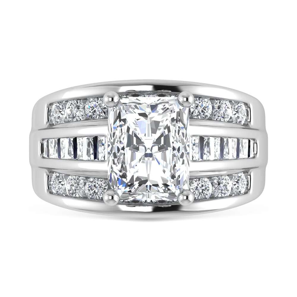 14K White Gold Lab Grown Diamond 6 ct.Tw. Radiant Shape Engagement Ring (IGI Certified 5ct)
