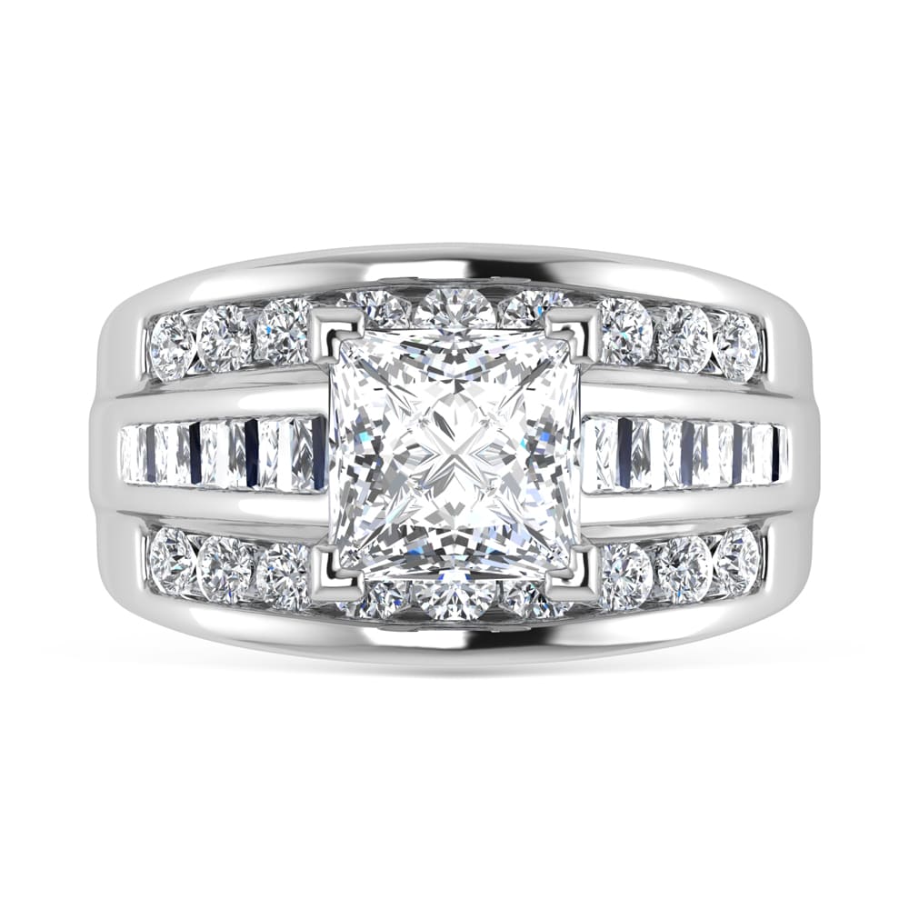 14K White Gold Lab Grown Diamond 6 ct.Tw. Princess Shape Engagement Ring (IGI Certified 5ct)