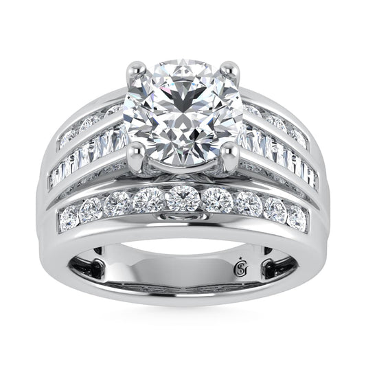 10K White Gold Lab Grown Diamond 1 3/4 ct.Tw. Round Shape Engagement Ring (IGI Certified Center 1ct)