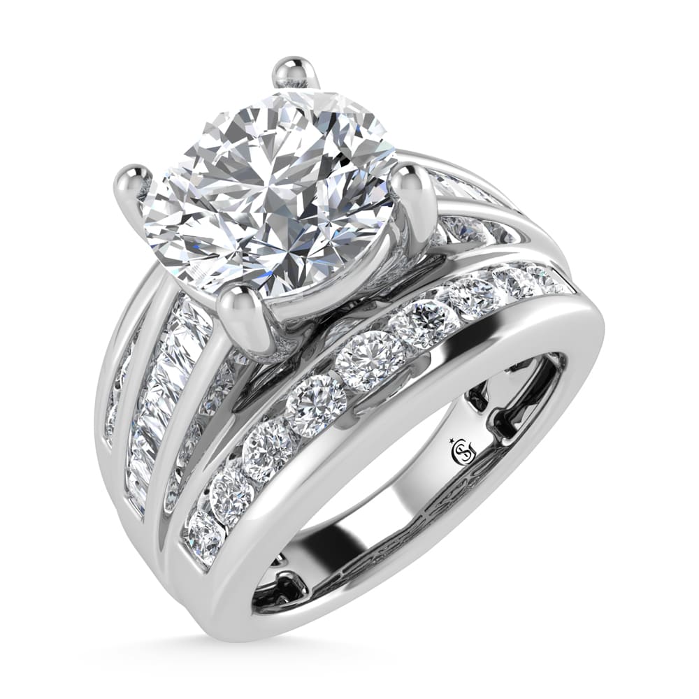 10K White Gold Lab Grown Diamond 2 1/4 ct.Tw. Round Shape Engagement Ring (IGI Certified Center 1 1/2ct)